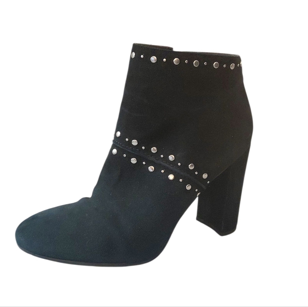 Sam Edelman Chandler Black Silver Studded Bootie Women's Heeled Black Ankle Boot